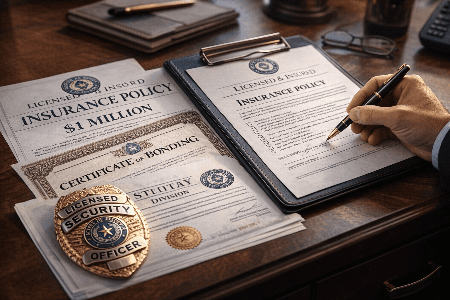 Professional licensed security officer with credentials